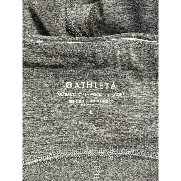 Athleta Ultimate Stash Pocket 9" Shorts Women's Size Large Heather Grey Gym Yoga - Picture 7 of 12